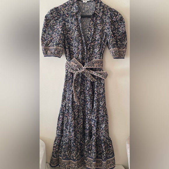 Veronica Beard Eunice Floral Puff-Sleeve Cotton Midi Shirt Dress Cottagecore 4/s - Picture 11 of 13